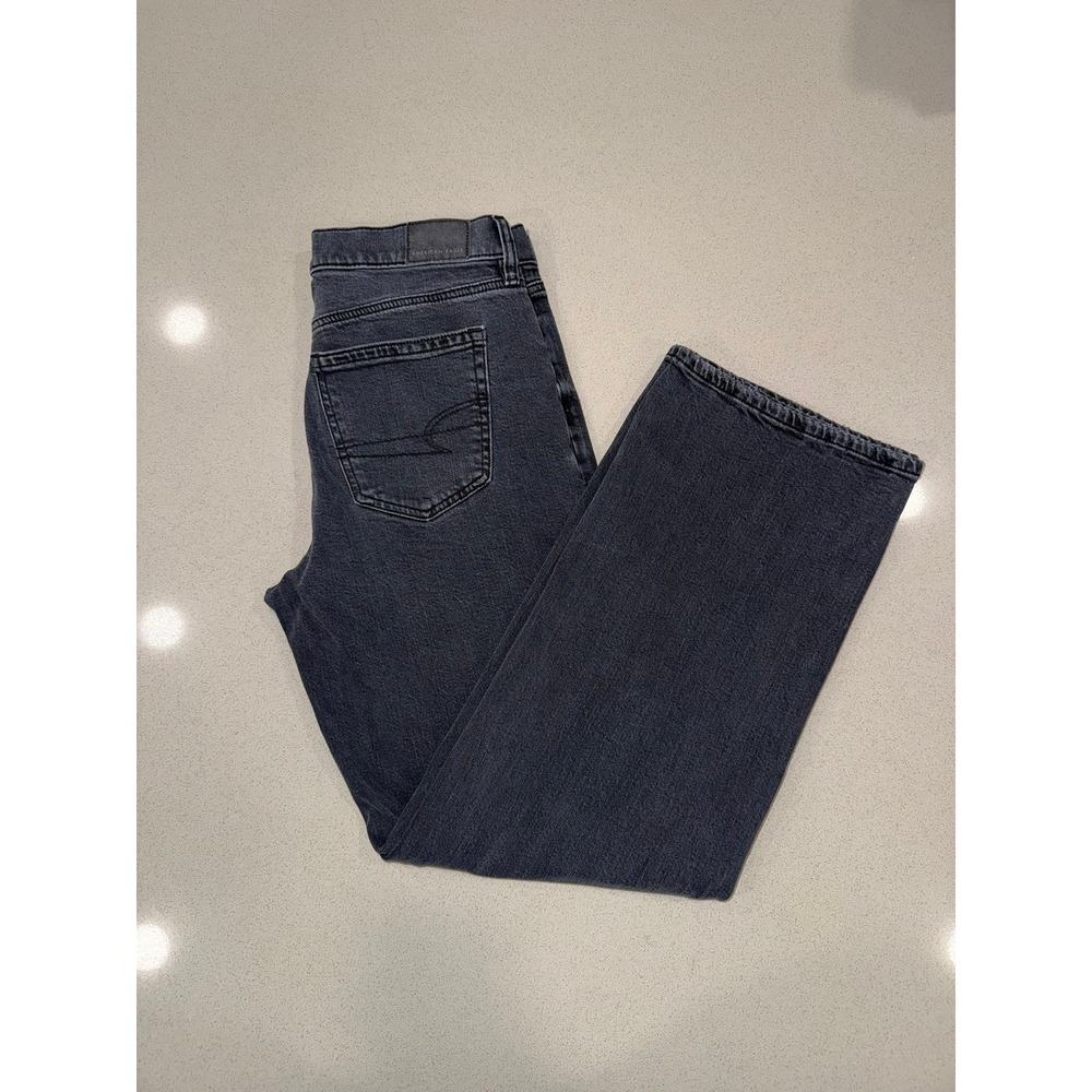 American Eagle Strigid Black Wide Leg Jeans Size 2